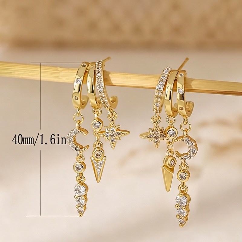 Women's Luxury Layer Design Cubic Zirconia Pendant Earrings